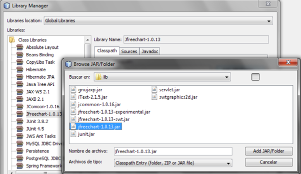 JAVA desde cero: Instalación de JFreeChart